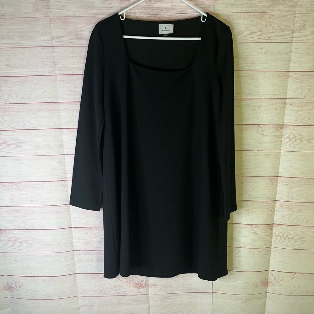 Tuckernuck Middleton Black Long-Sleeve‎ Square Neckline Dress Size Medium